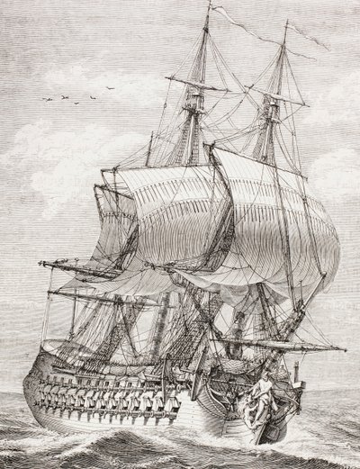 The Fifty-Eight Gun Frigate of the French Navy by French School
